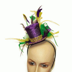 Purple Top Hat Headband - Mardi Gras Mini Hat Dress Up Hair