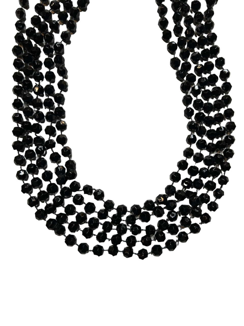 38" 10mm Factted Beads Black
