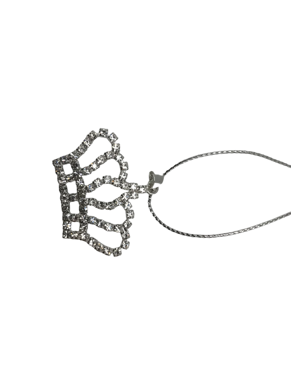 Silver Rhinestone Crown Charm 1"