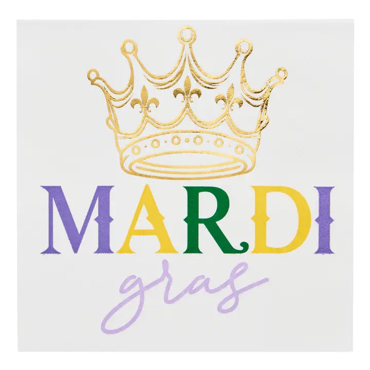 5" x 5" Mardi Gras Napkins W/ Crown 26pc
