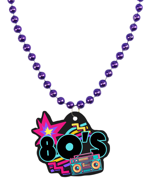 36" 10mm 80's Themed Purple Bead