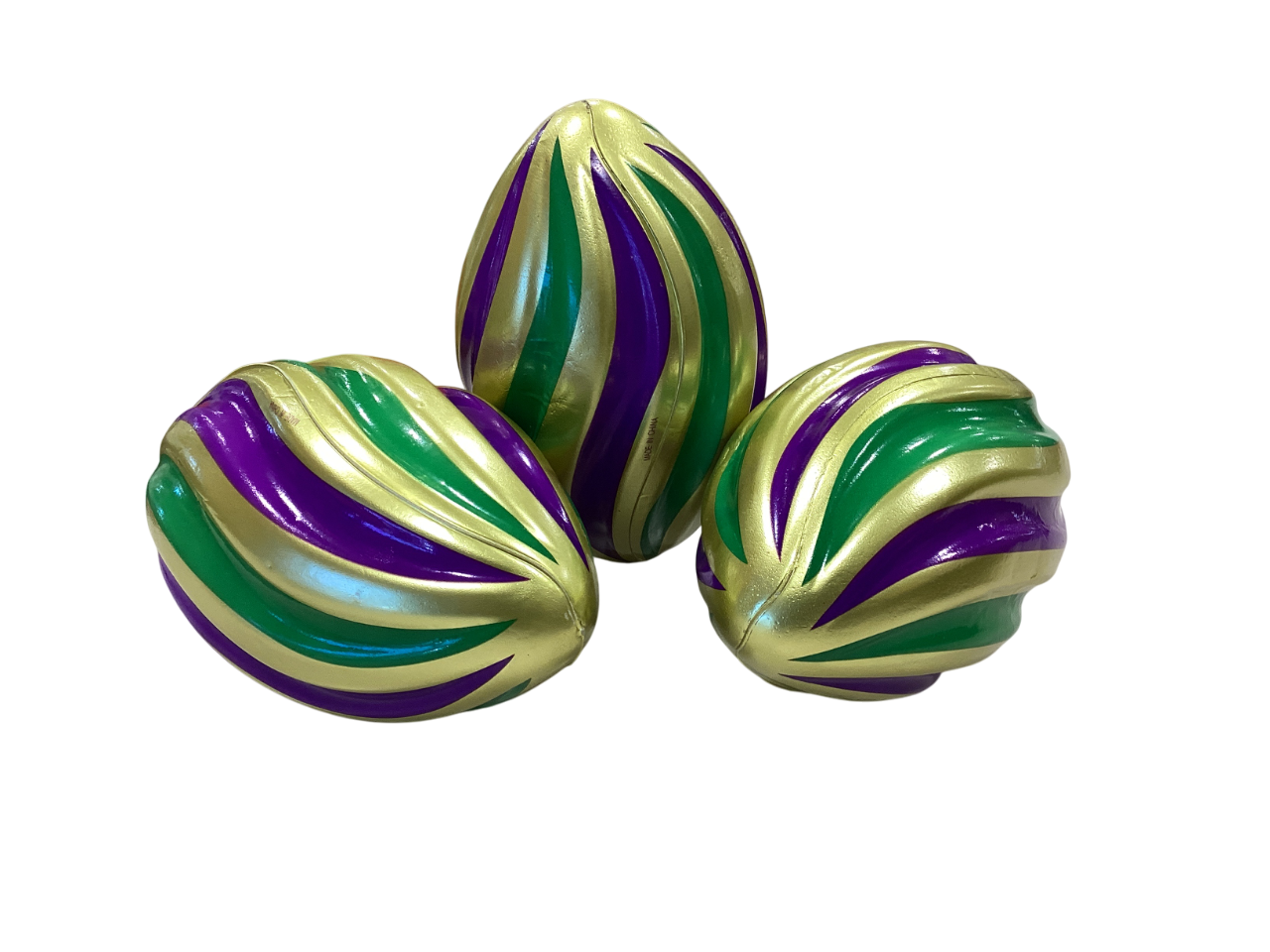 7" Purple, Green and Gold Swirl Footballs 30 Piece