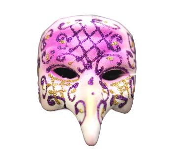 Plastic Long Nose Jester Mask Pin Purple