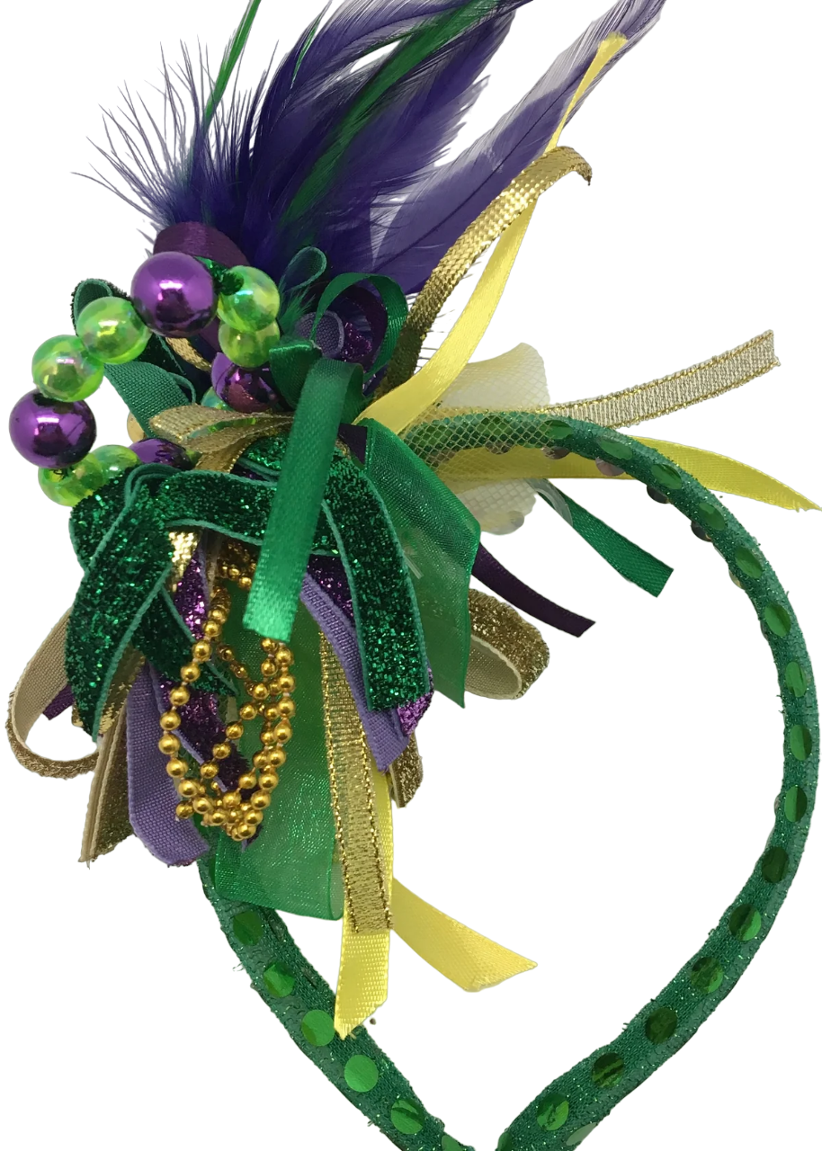 J Hat Mardi Gras Crown Headband - Green Yellow Purple OSFM