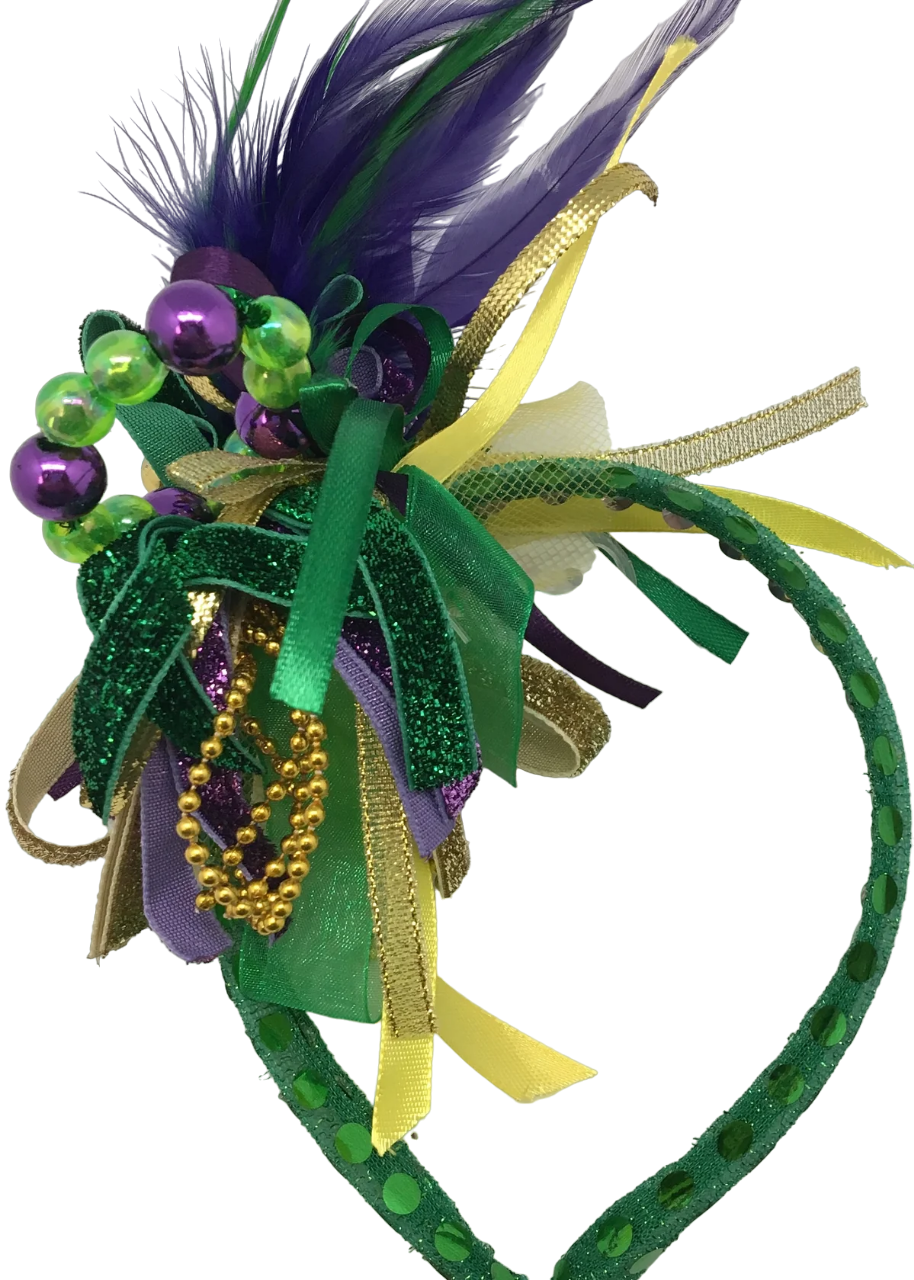 Mardi Gras Headband w/ Feathers