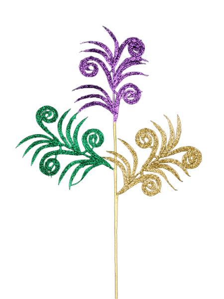 35" Glittered Swirl Palm Spray