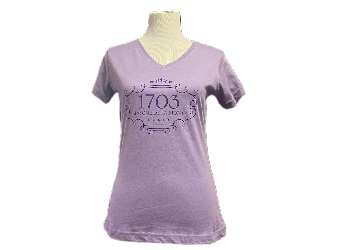 "1703" Purple V-Neck T-shirt
