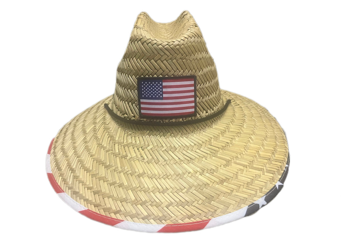 Big Brim Straw Hat w/flag trim
