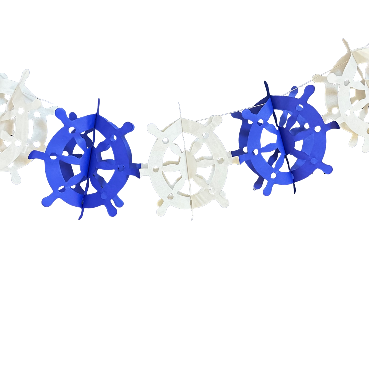 Blue and White Steering Wheel Garland