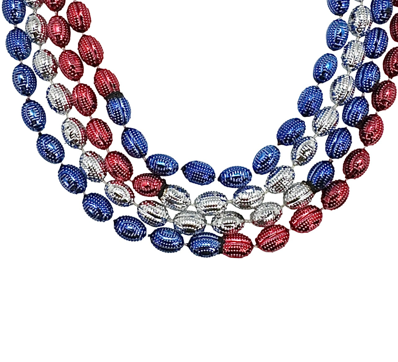 36" Sectional Red & Blue & Silver Football Bead