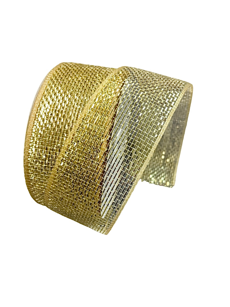 2.5" x 25yds Gold Mesh Ribbon