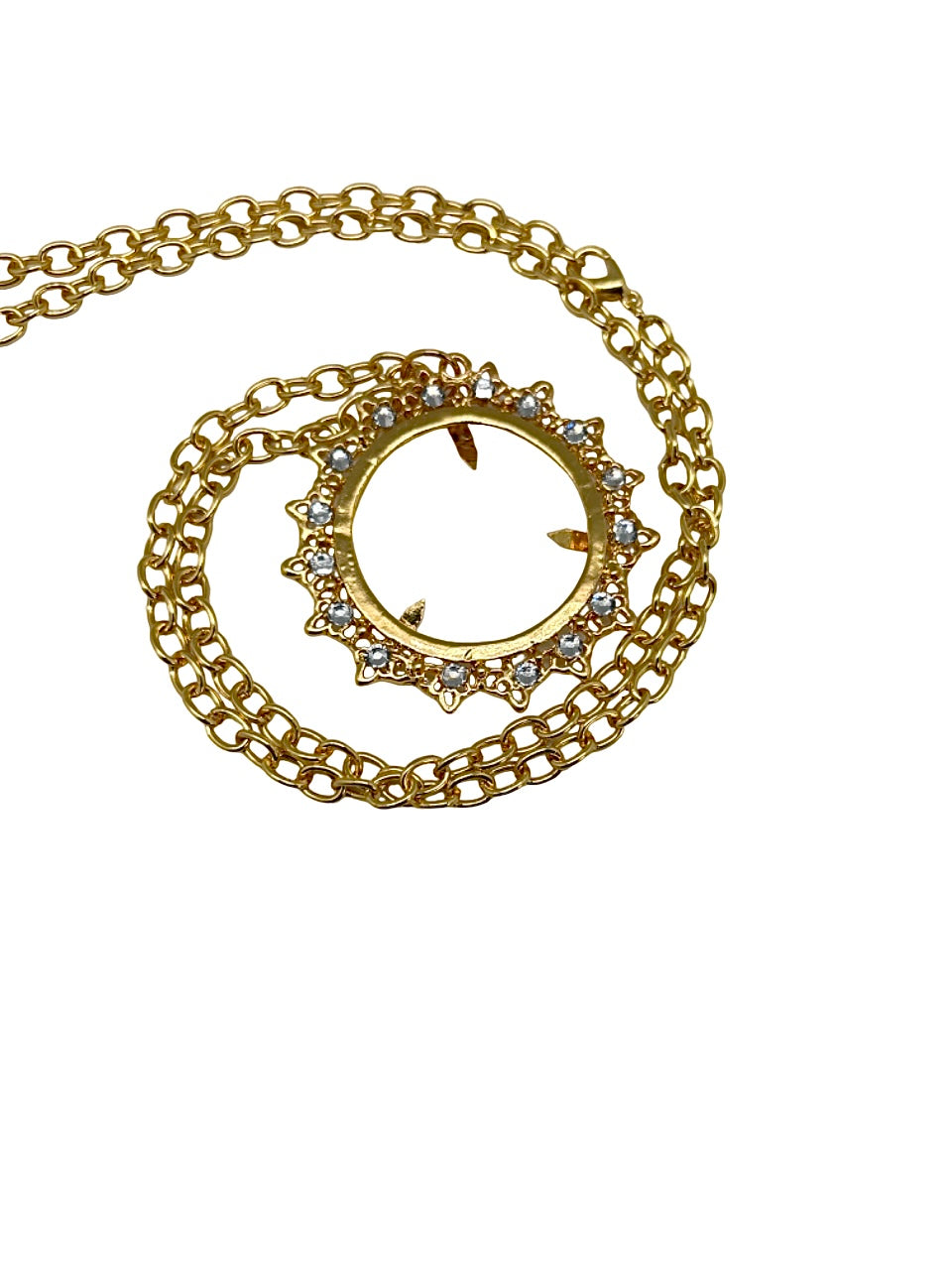 30" Gold Doubloon Holder w/ Clear Rhinestones