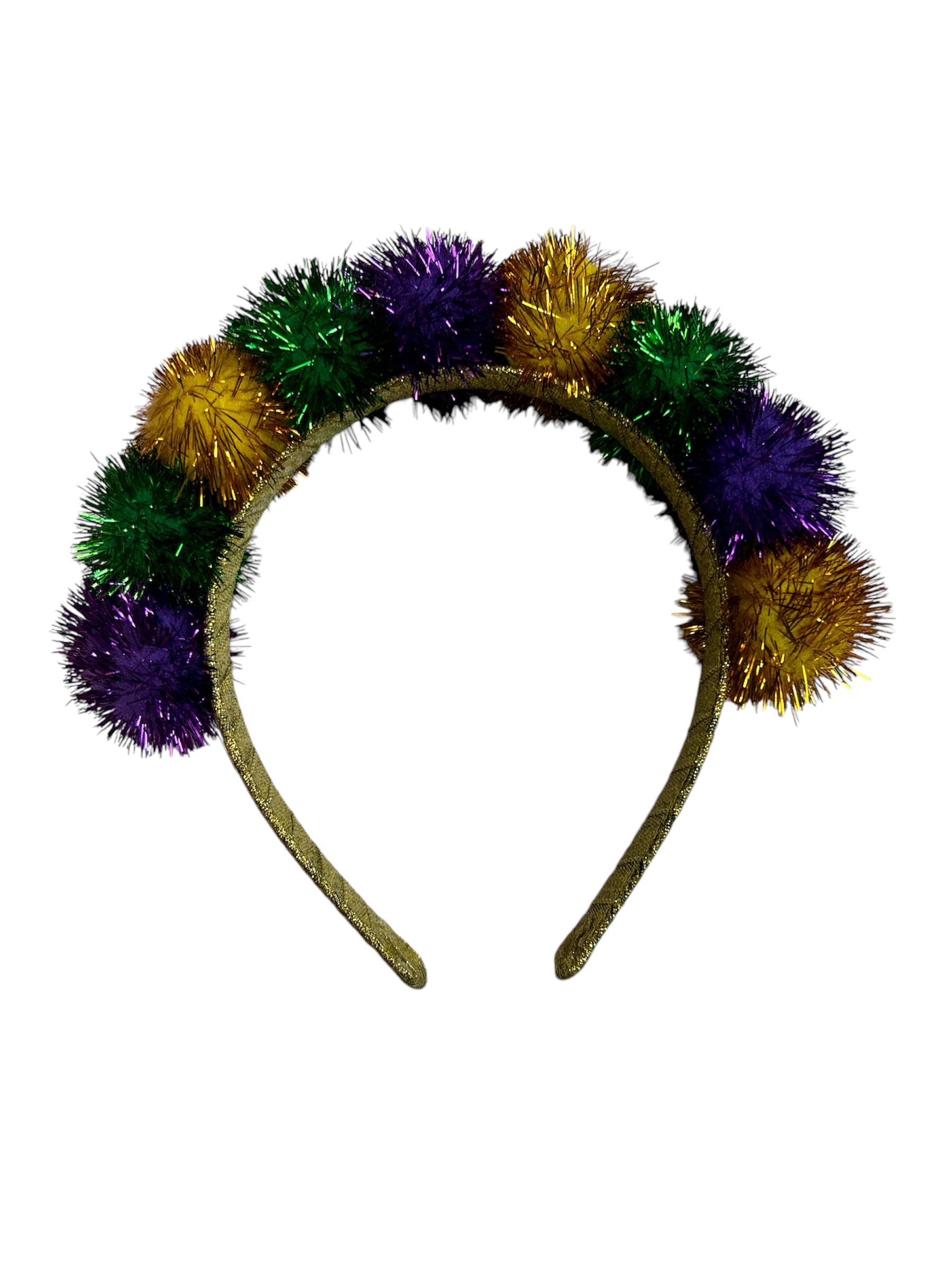 Festive Mardi Gras Feather Headband with Tinsel Mardi Gras Headband W/ FDL Hat main image 2