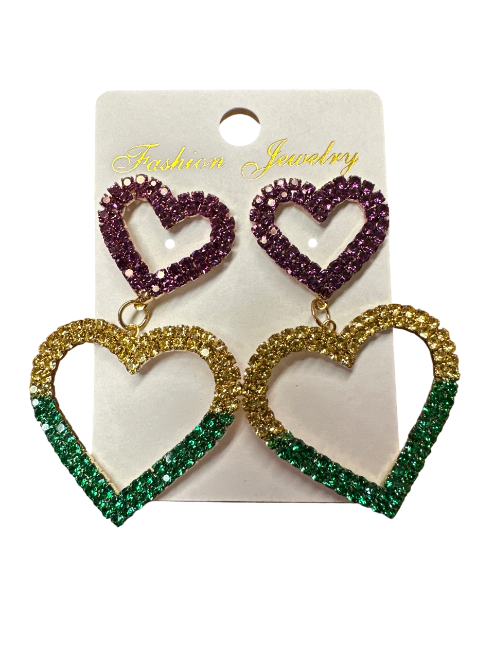 Mardi Gras Heart Earrings