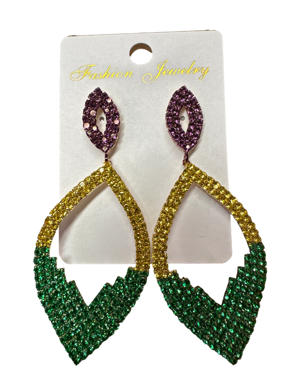 Mardi Gras Oval Drop Earrings