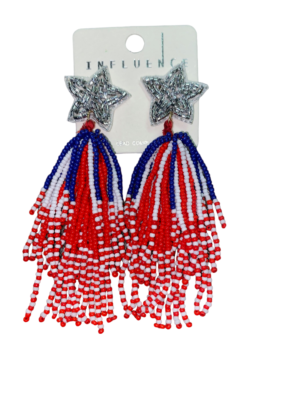 Red white blue tassel on sale earrings