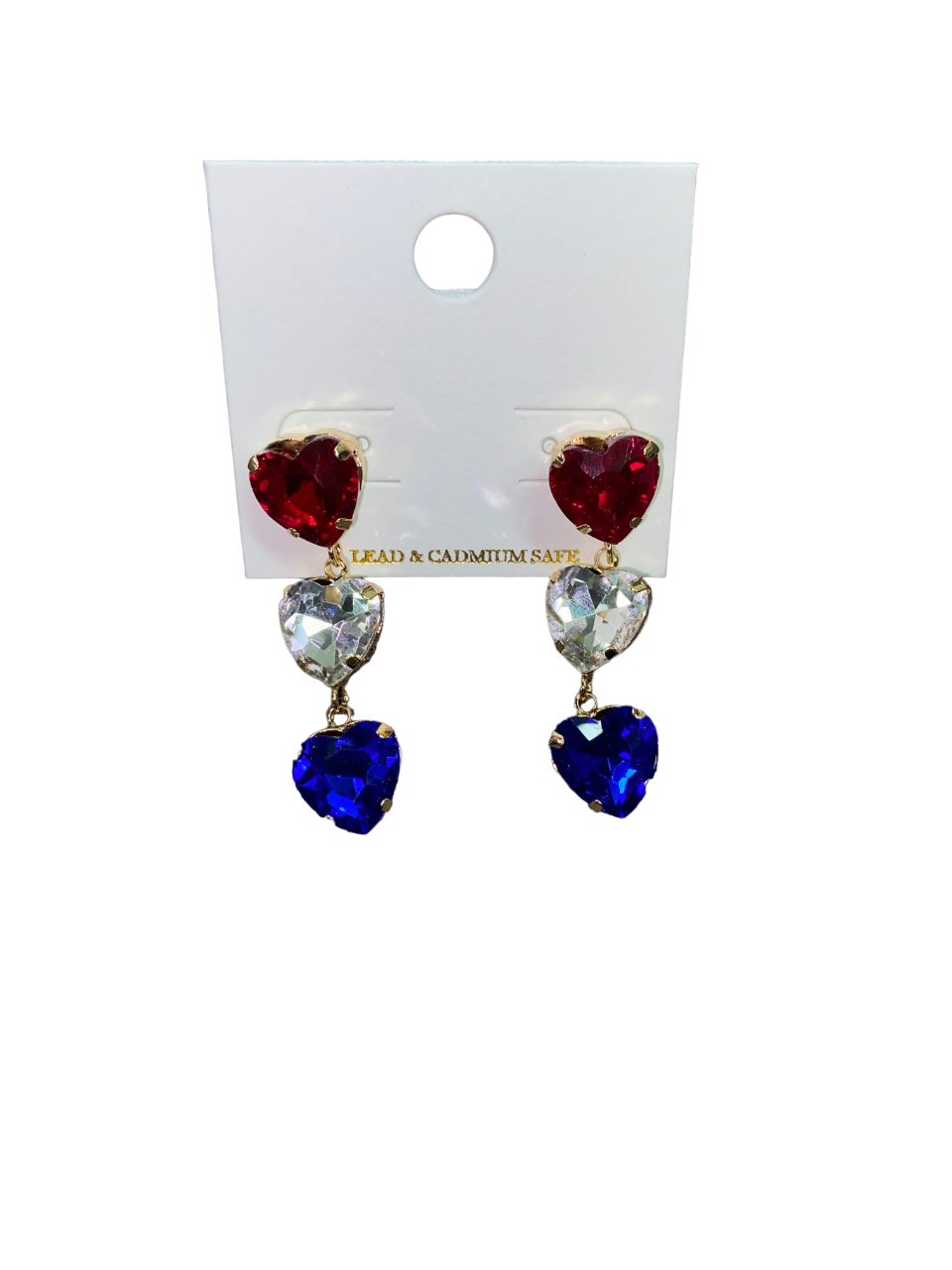 USA Rhinestone Heart Earrings
