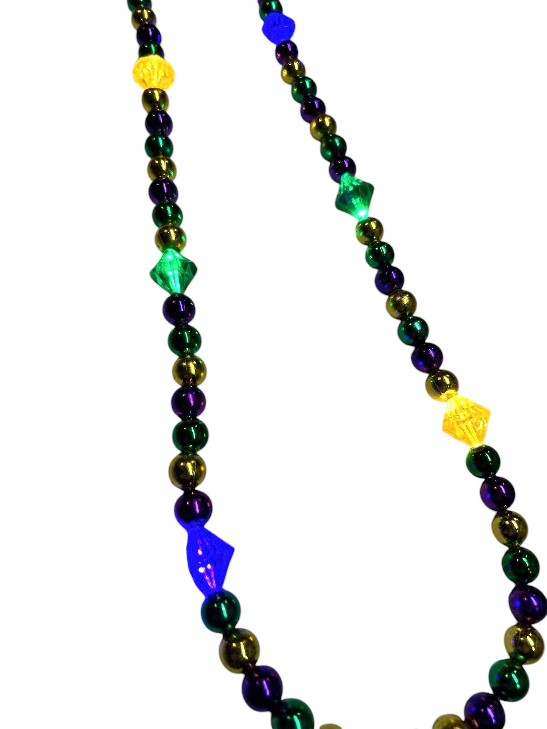 36" LED Purple, Green, & Gold Bead