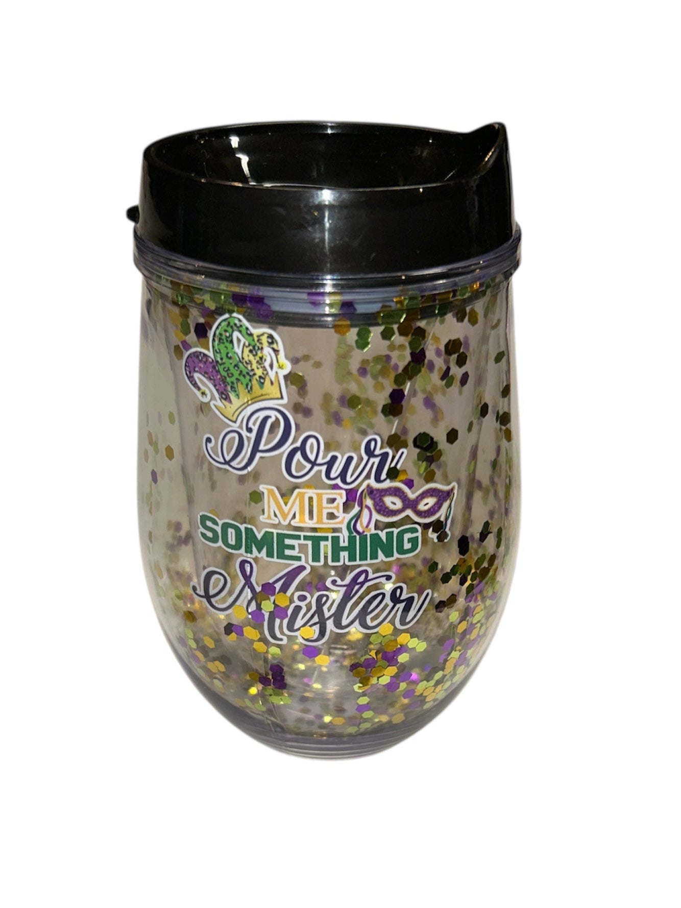 Mardi Gras Glitter Acrylic 12oz Tumbler