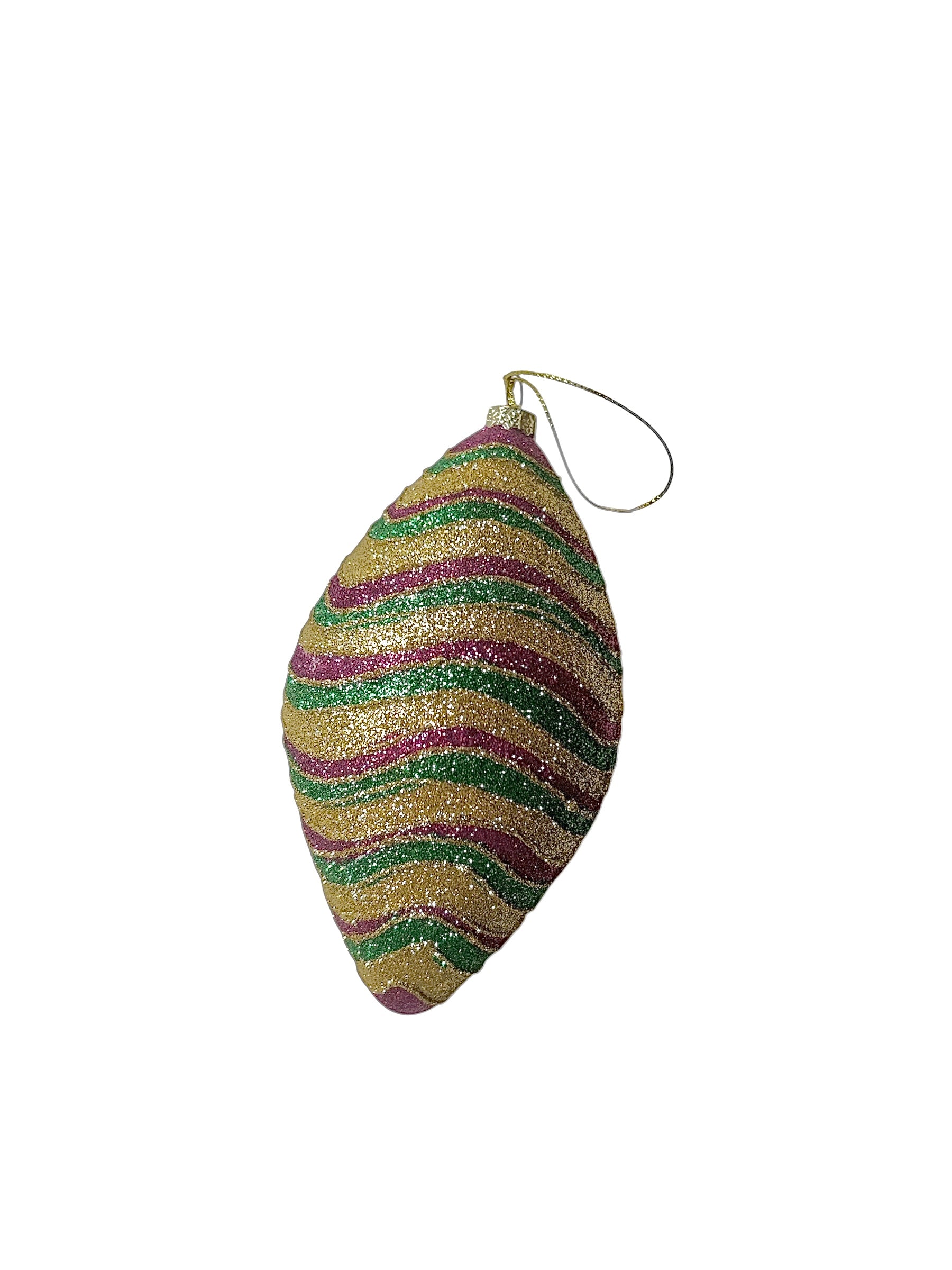 6" Oval PGG Swirl Ornament W/ Glitter pc