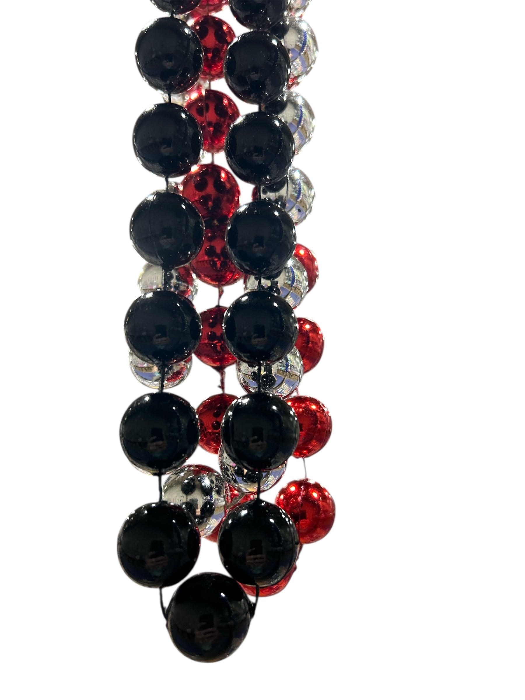 42" 22mm Round RD/BK/SL Beads