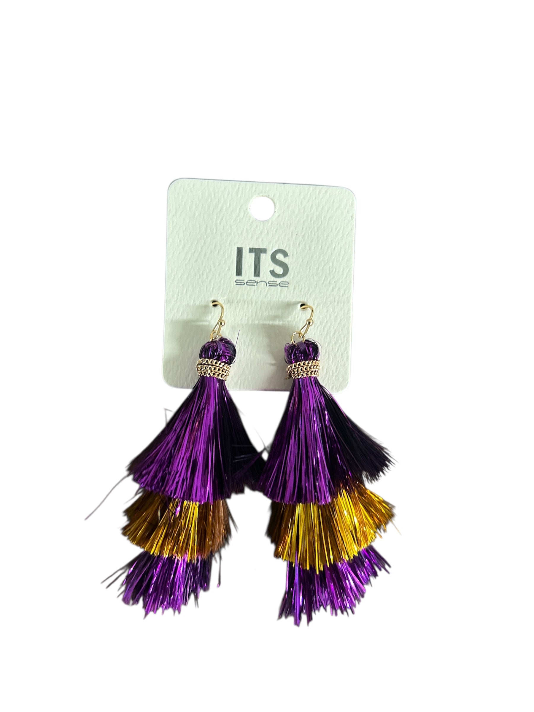 Purple & Gold Tassel Earrings