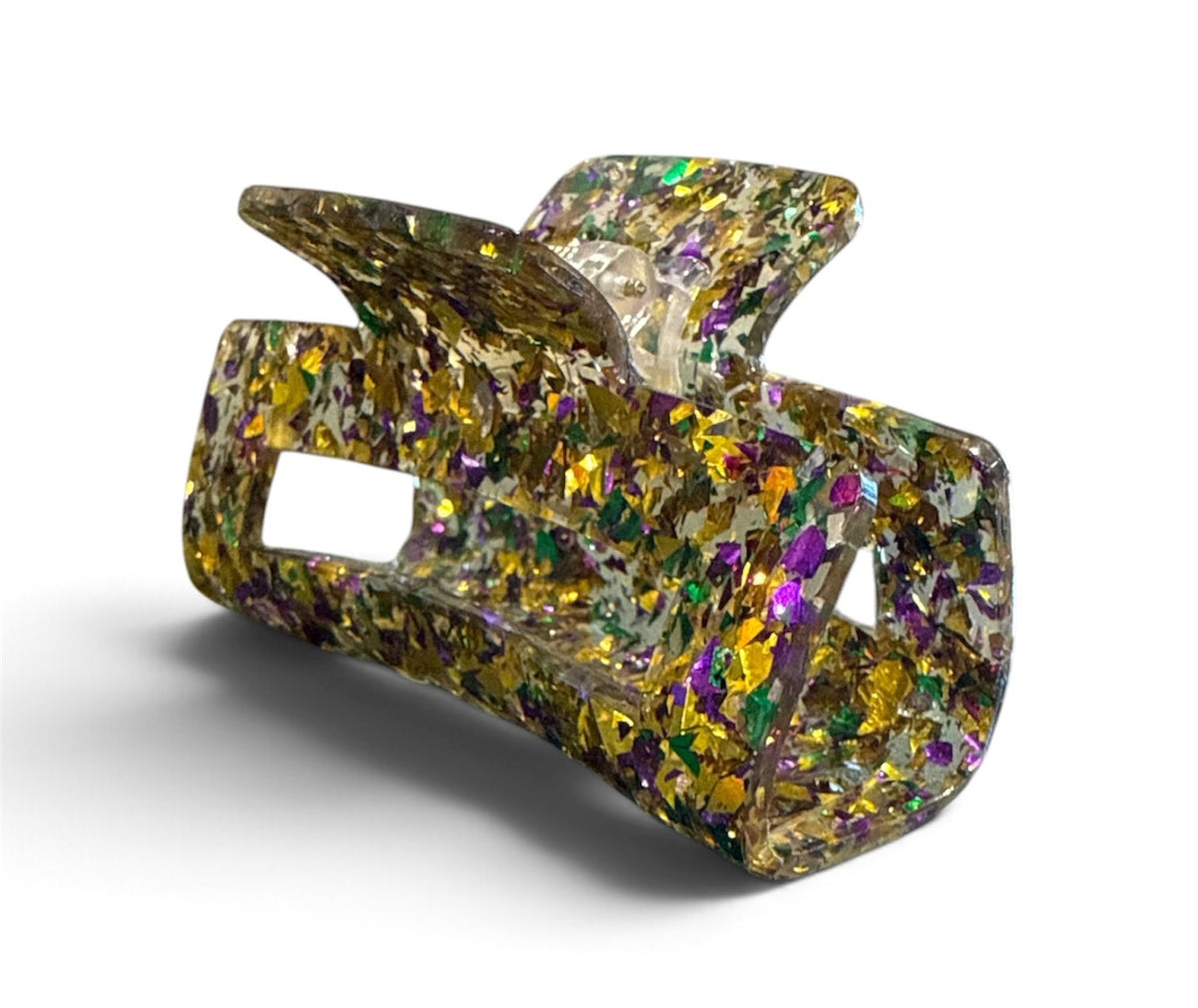 Mardi Gras Glitter Claw Clip