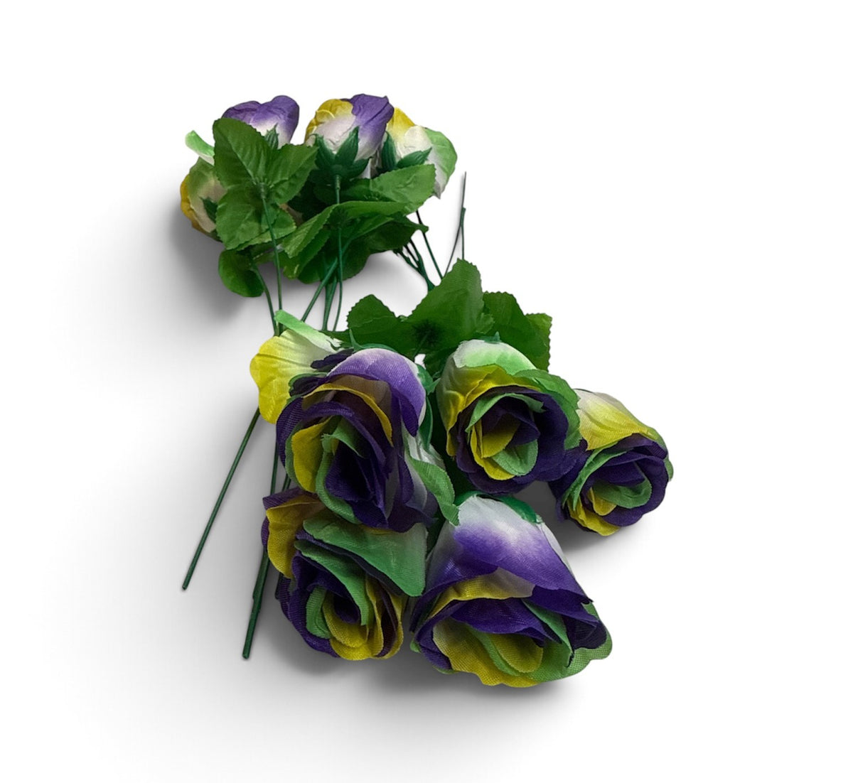 11" Purple, Green, & Gold Roses dz