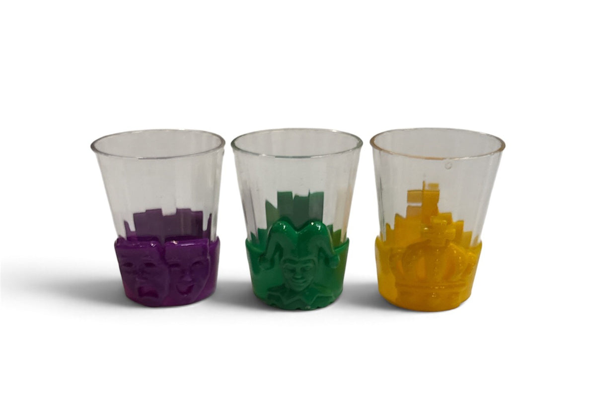 Plastic Mardi Gras Shot Glasses dz