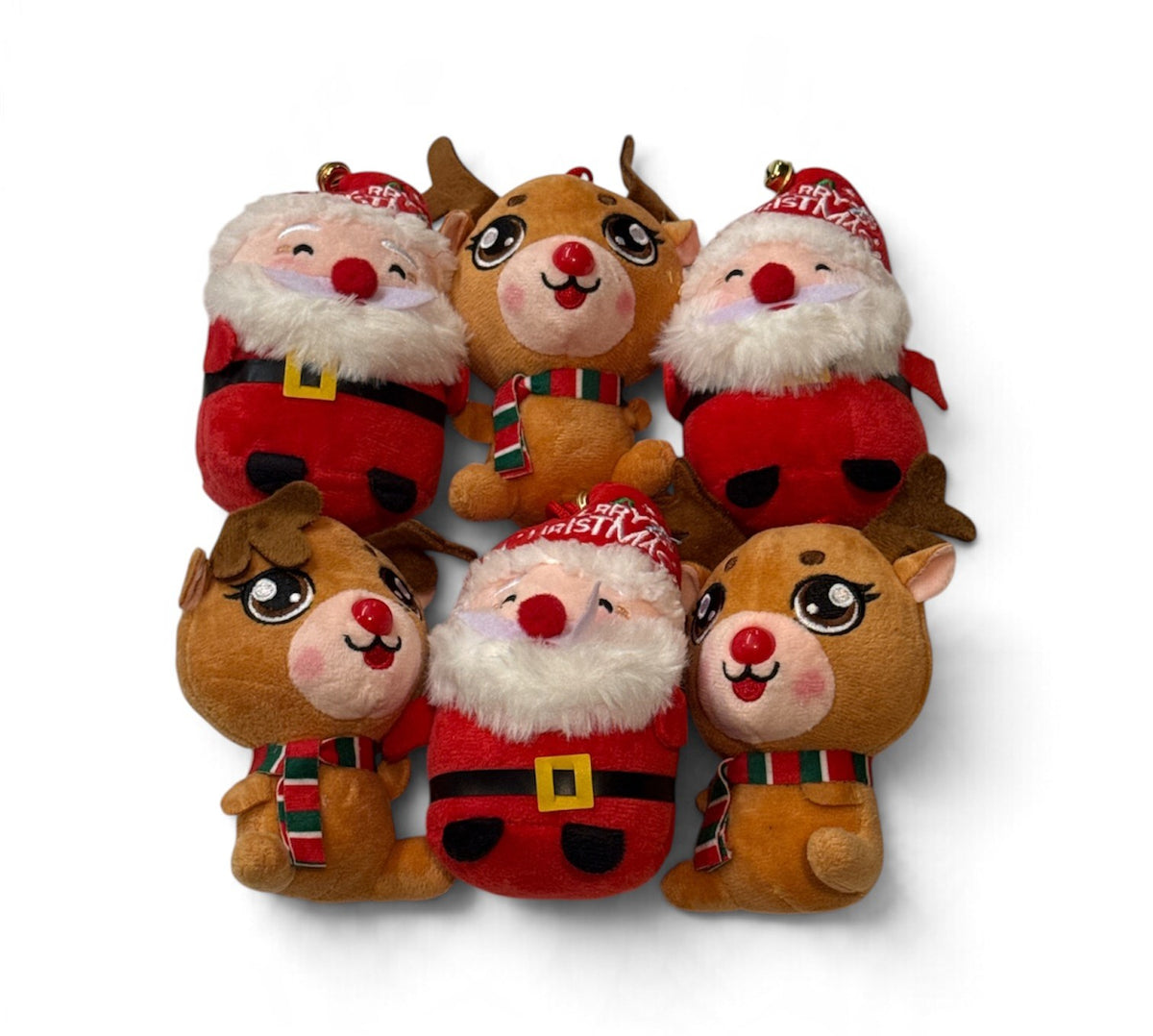6" Santa & Deer Plush 6pc