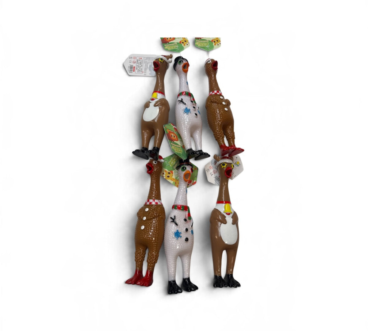 10" ASST Christmas Squawking Chickens 6pc