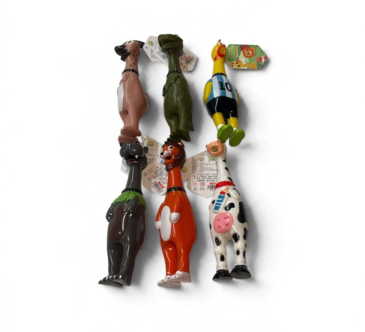 9" Assorted Squawking Chickens 6pc