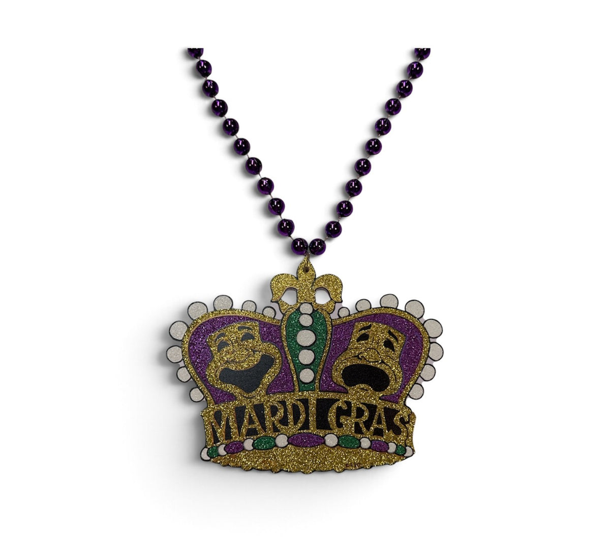 36" "Mardi Gras" Glitter Crown Bead