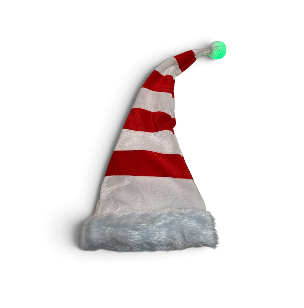 Red & White Striped Flashing Ball Santa Hat
