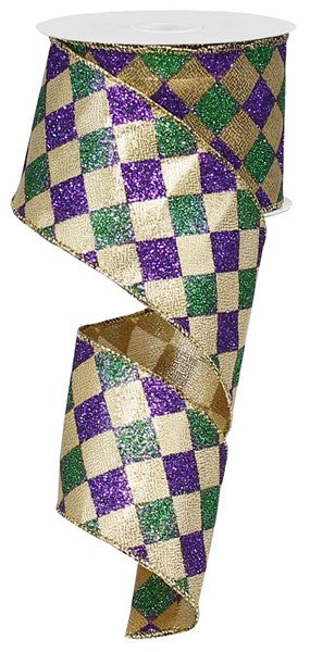 2.5"X10yd Glitter Diamond Check Ribbon