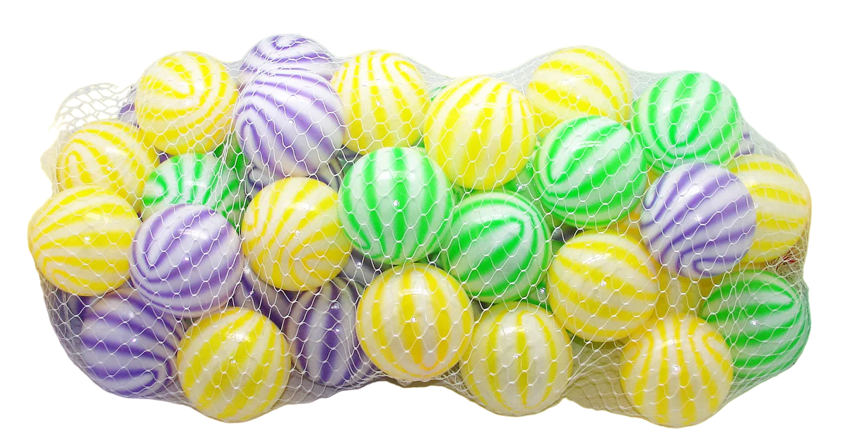 3" Purple, Green, and Gold Plastic Balls 50 Piece