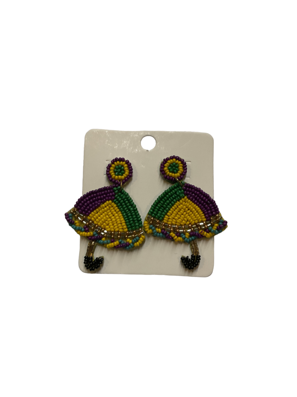 Purple, Green and Gold Umbrella Earrings