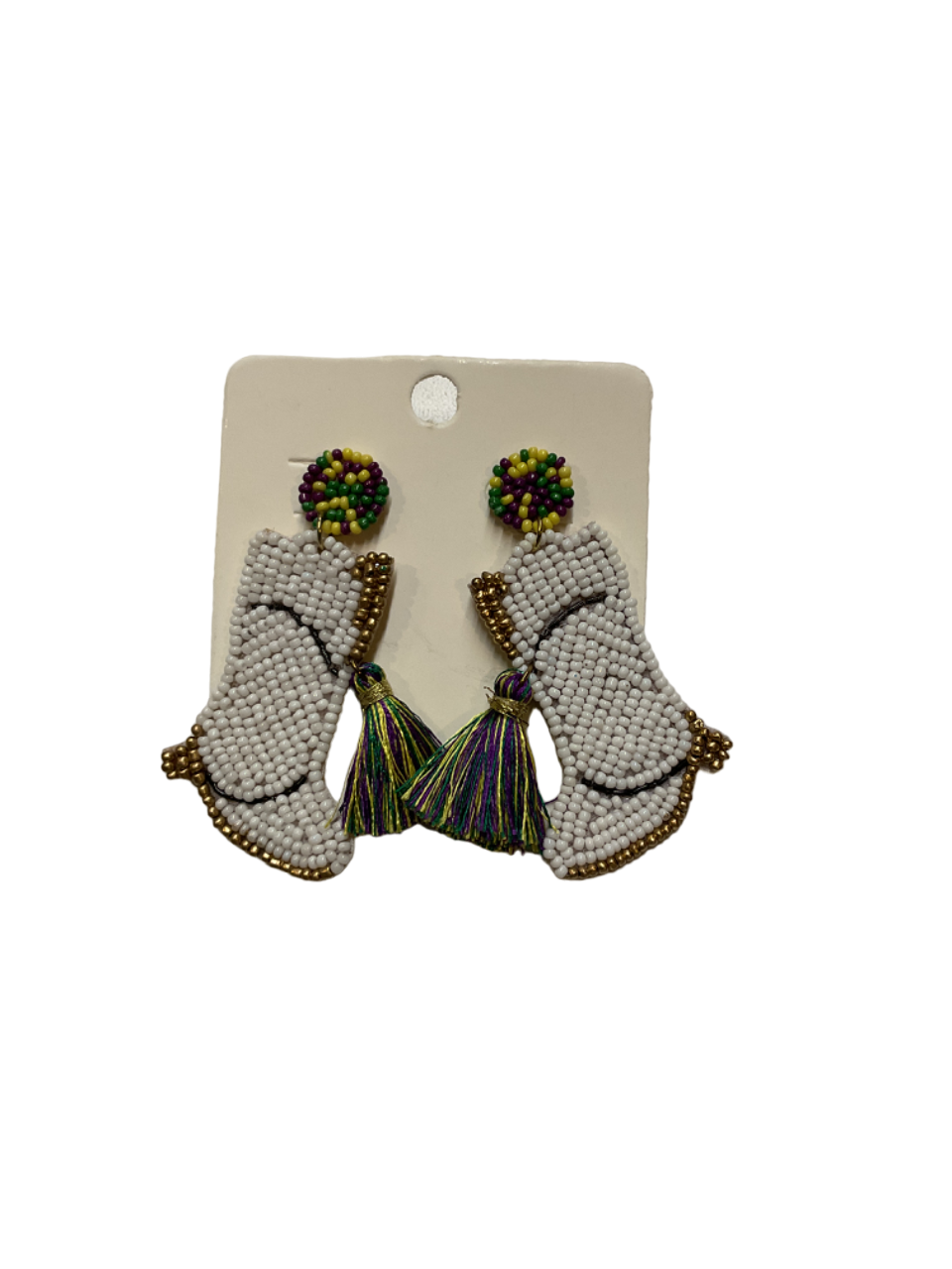 White Boot Earrings