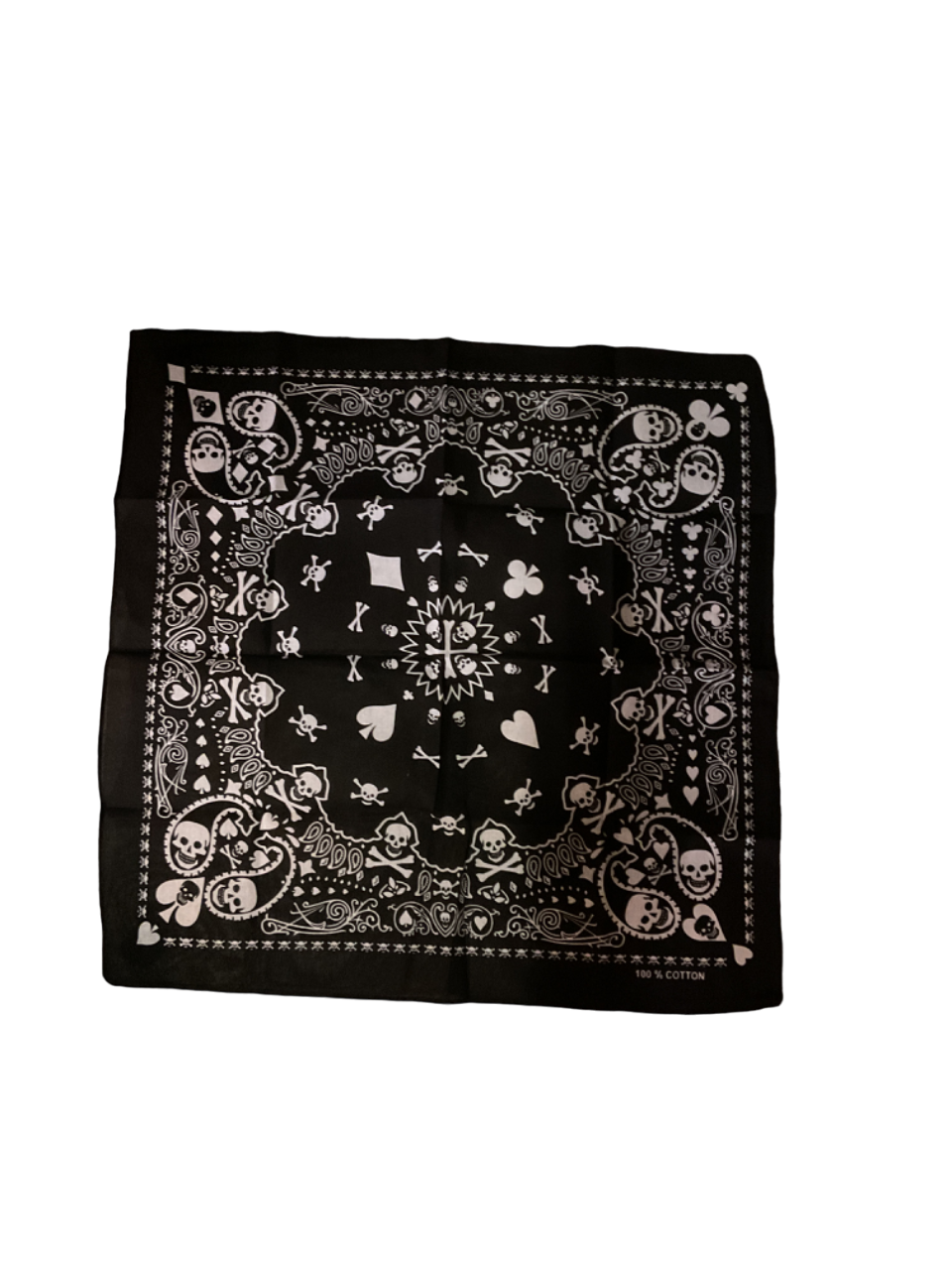 21" x 21" Black Skull Bandana