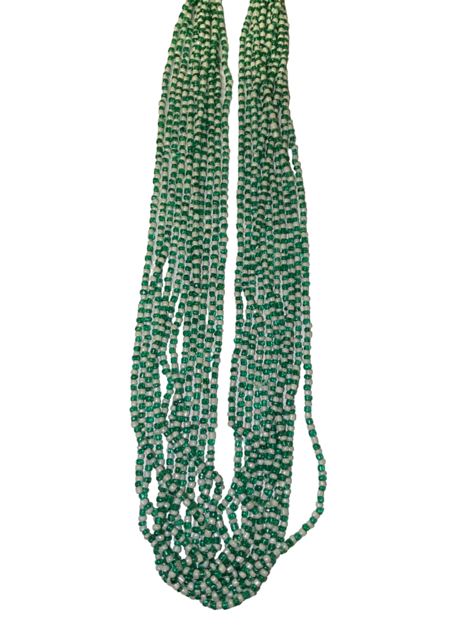 33" Green & White Glass Bead