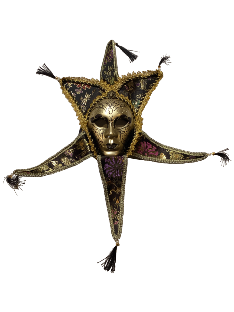 Black and Gold Jester Face Mask