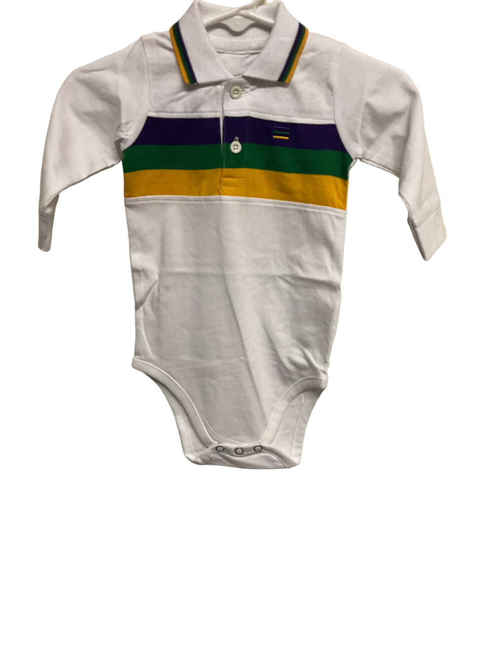 White Chest Stripe Infant Onesie Long Sleeve