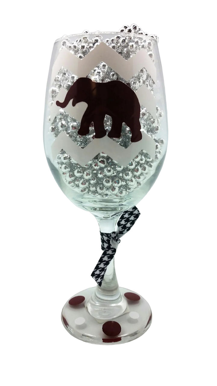 Alabama Decorated Wine Glass