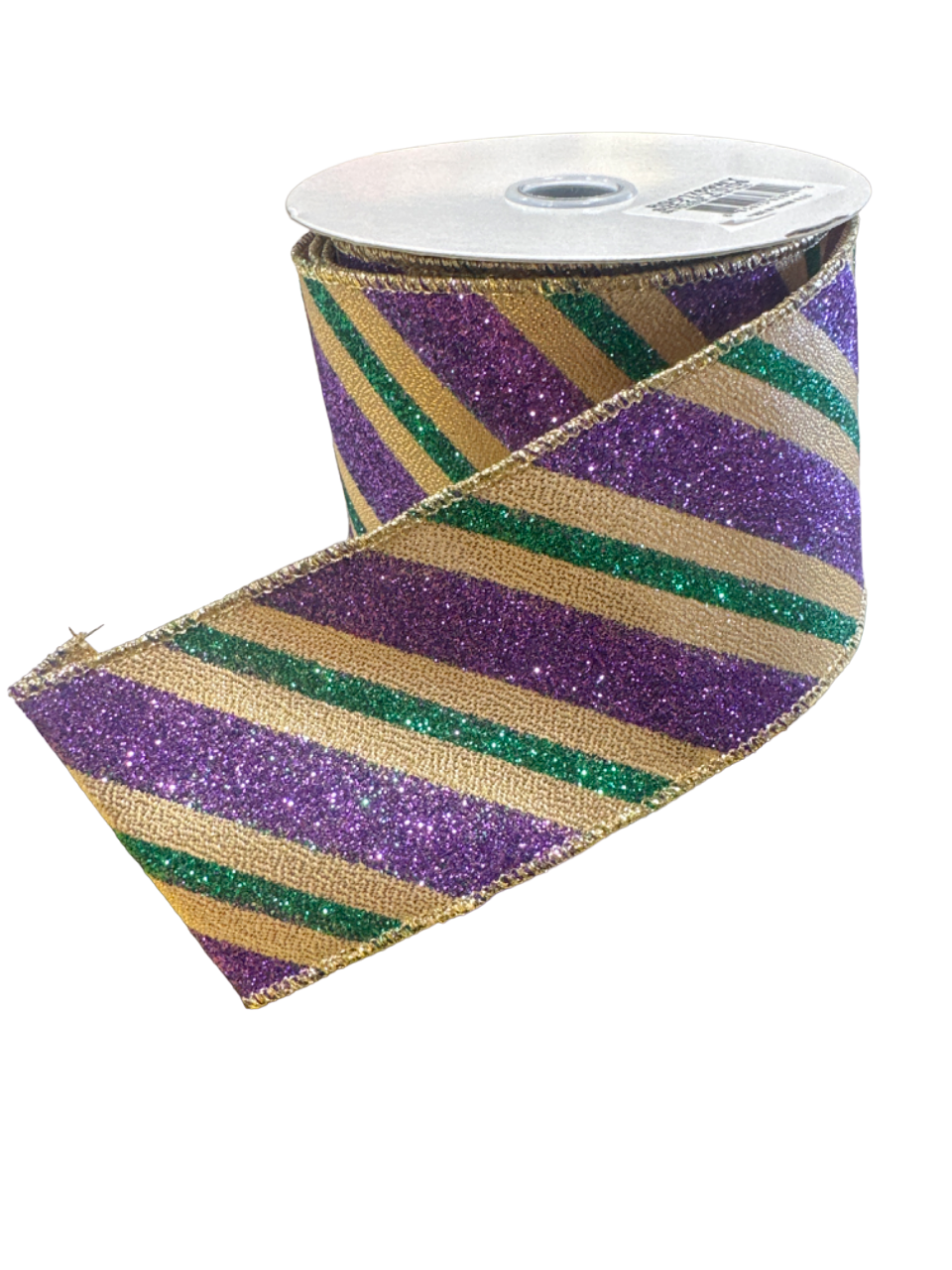 2.5x10yd Diagonal Glitter Stripe Mardi Gras Rg01769Wy Ribbon