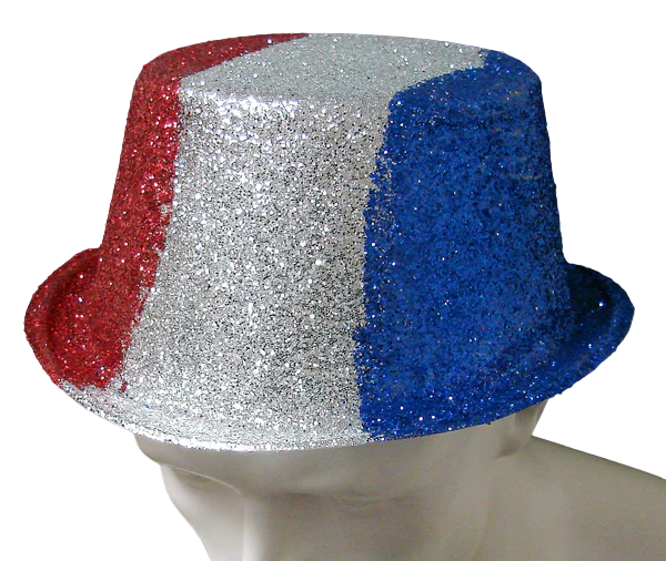 Red, Blue, & Silver Glitter Hat