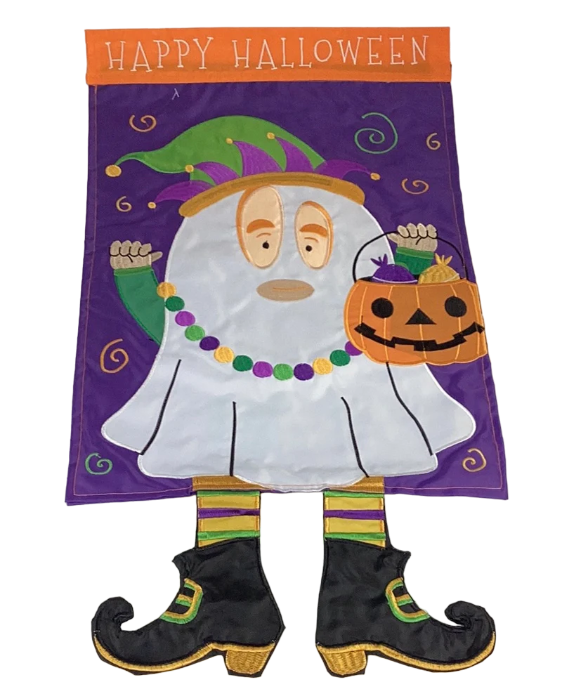 Crazy Leg Halloween Ghost Jester Flag