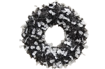 19" Skull Tinsel Wreath