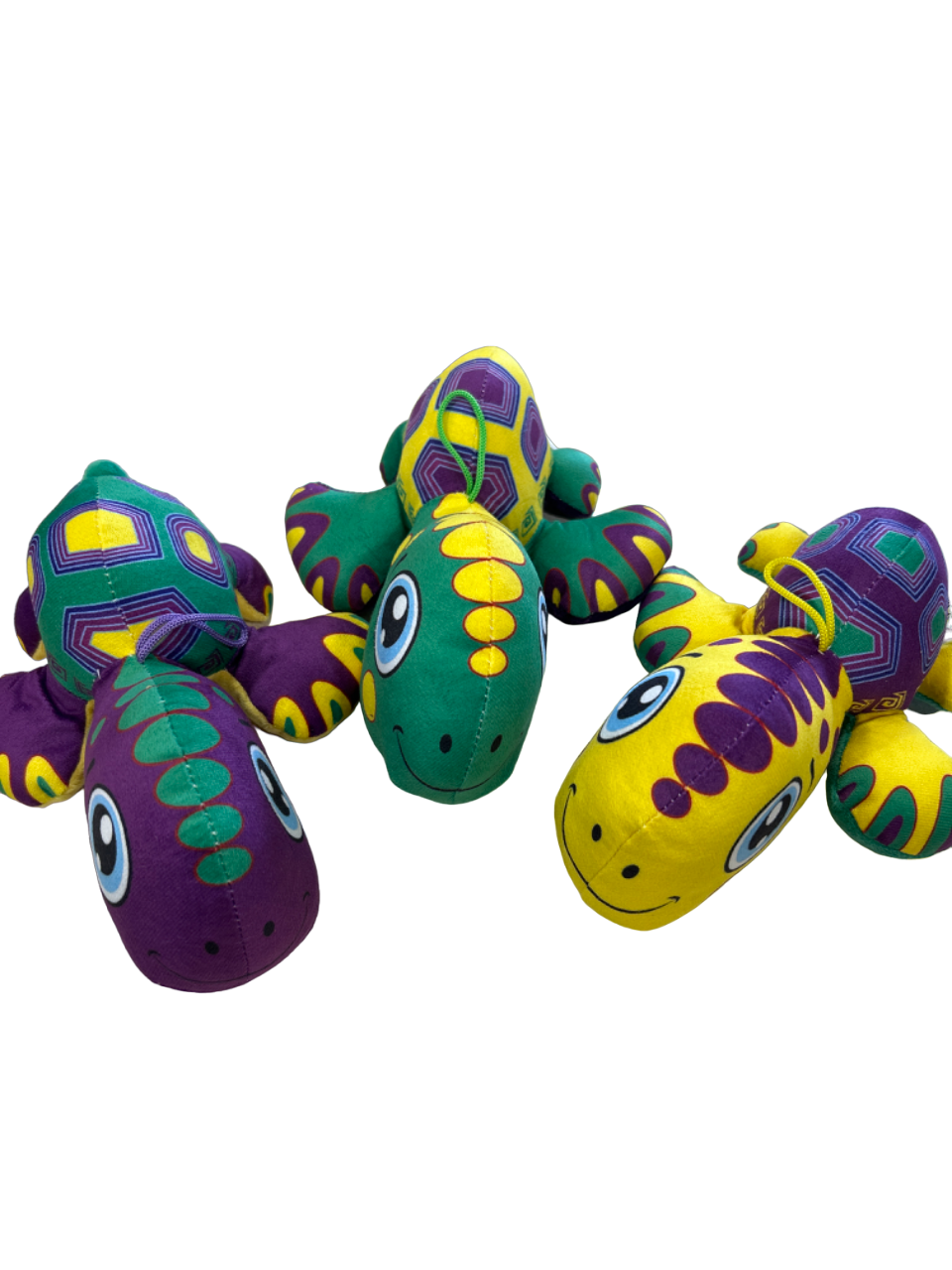 Purple, Green and Gold Mixed Plush Animals