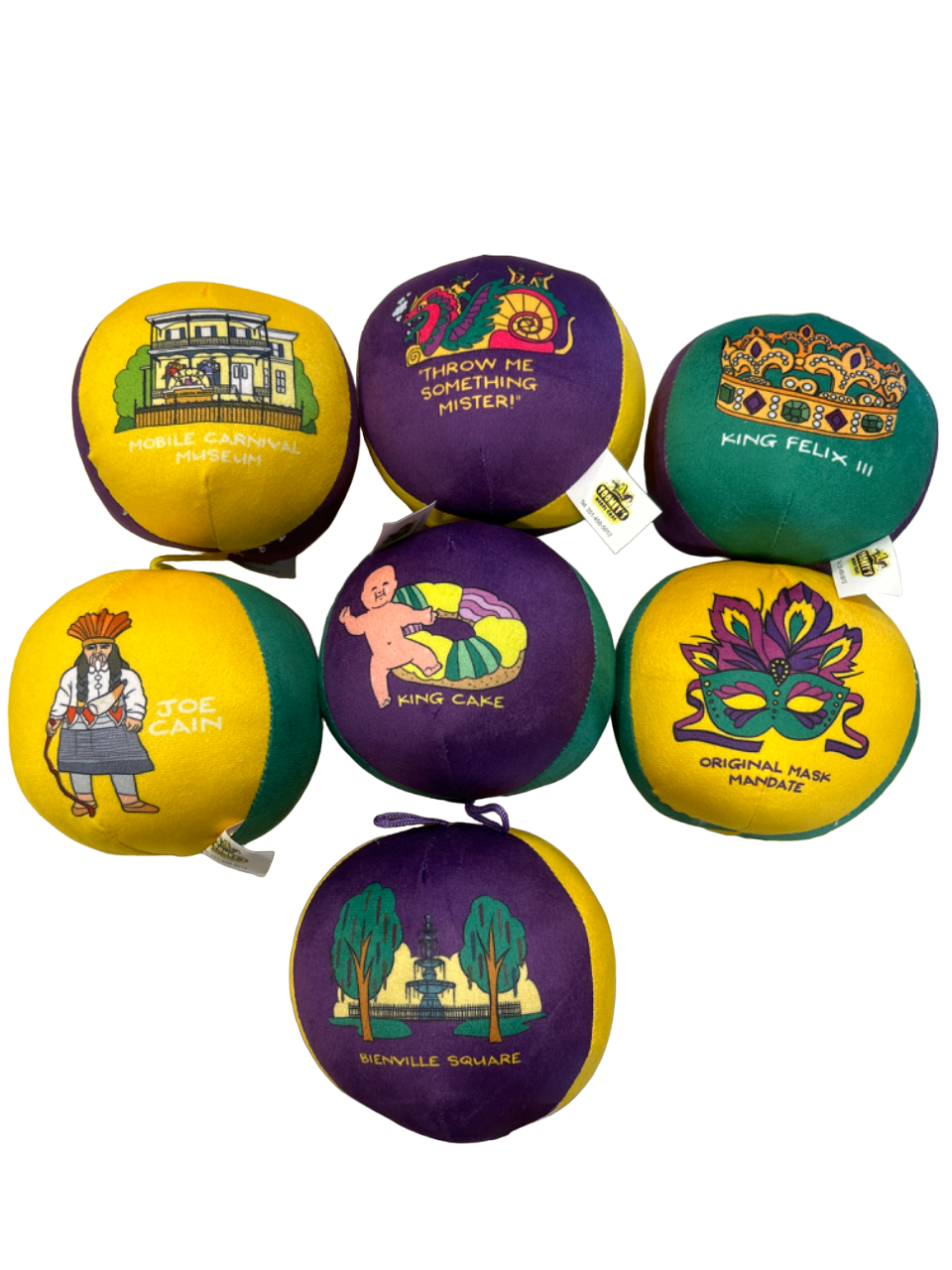 4.5" Assorted Mardi Gras Balls 7 Piece