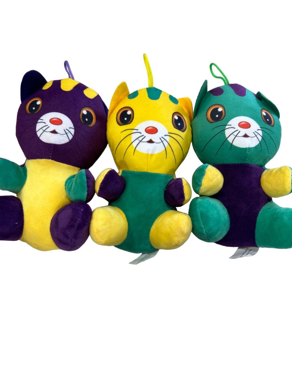 Purple, Green and Gold Mixed Plush Animals